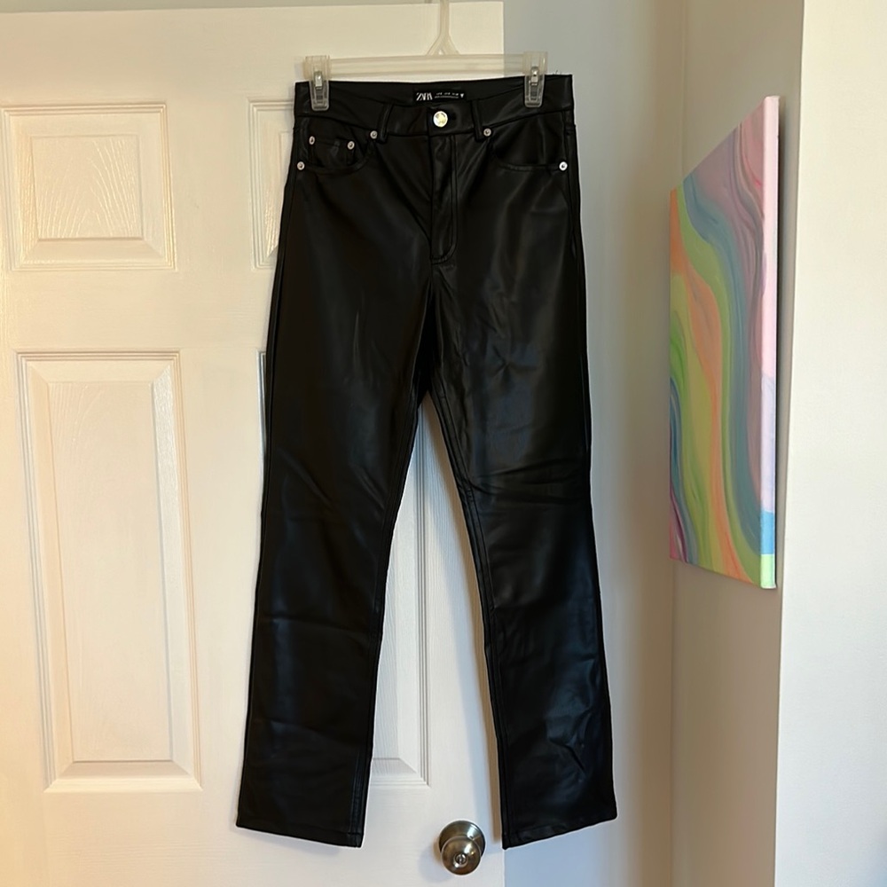 ZARA faux leather wide leg pant